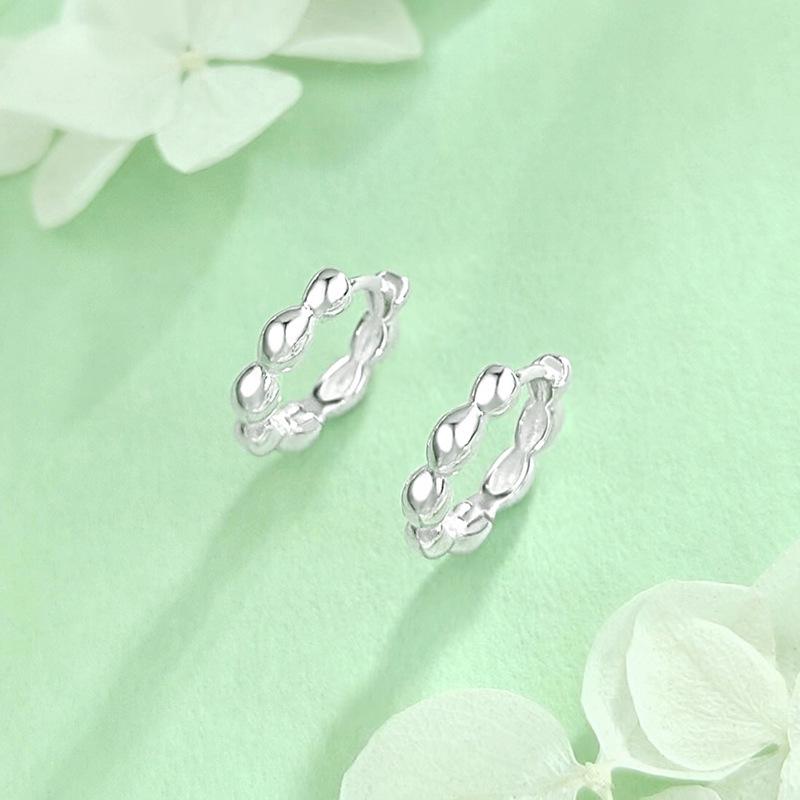 

S925 Sterling Silver Olive Millet Bead Hoop Earrings for Women - Luxurious & Exquisite Design YX131