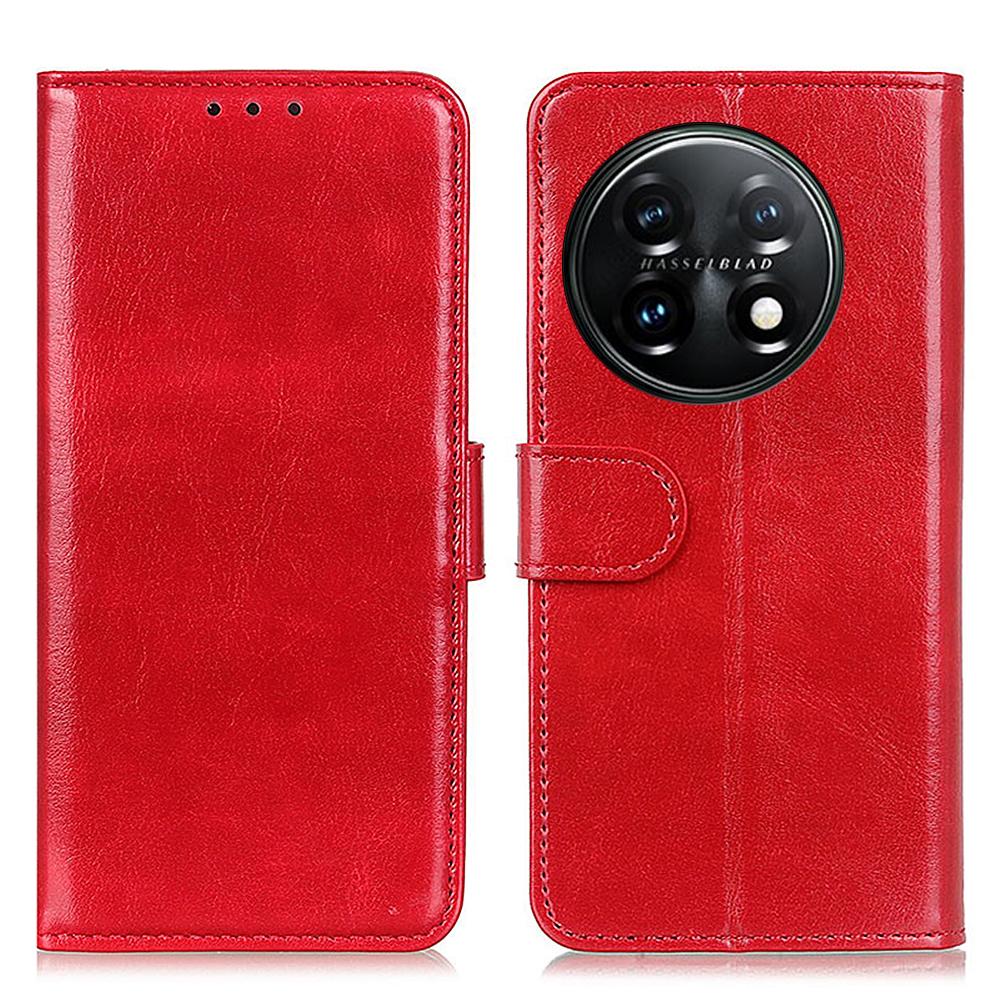 Phone Stand Case Wallet for OnePlus 11 5G,Crazy Horse Texture Magnetic Clasp PU Leather+TPU Shockproof Cover