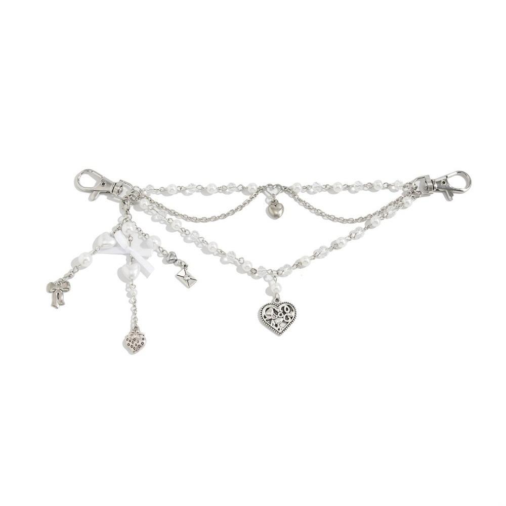 

Модные аксессуары из имитации жемчуга Милый брелок с бусинами Стиль Y2K Акриловая цепочка для сумки Шарм для сумки серебряный