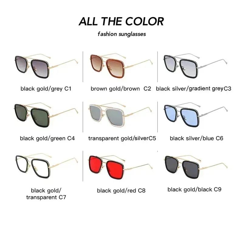 High Quality Durable High Quality Fashion Tony Stark Sun Glasses Iron Man Sun Glasses Vintage Square Metal Frames