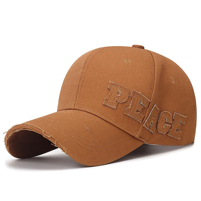Korean Style Ripped Edge Baseball Cap with Patch Letters - Versatile Duckbill Hat for Women