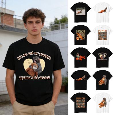 Pánské tričko s potiskem opice, kulatý výstřih, krátký rukáv, pulovr, strečový střih, jednobarevné, ležérní topy, pro každodenní nošení