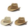 Ethnic Style Foldable Raffia Straw Hat With Wide Brim Sun Protection For Summer Beach Wear