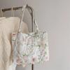 Cotton Floral Tote Bag for Women  Handbag Trendy Chic Puffy Top Handle Bag Quilted Padded Shoulder Bag Designer Shopper Bags