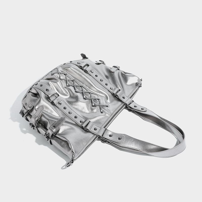 Strap Punk Rivet Design Handheld Tote Bag 2024 Autumn Winter New Large Capacity Commuter Shoulder Underarm Bag