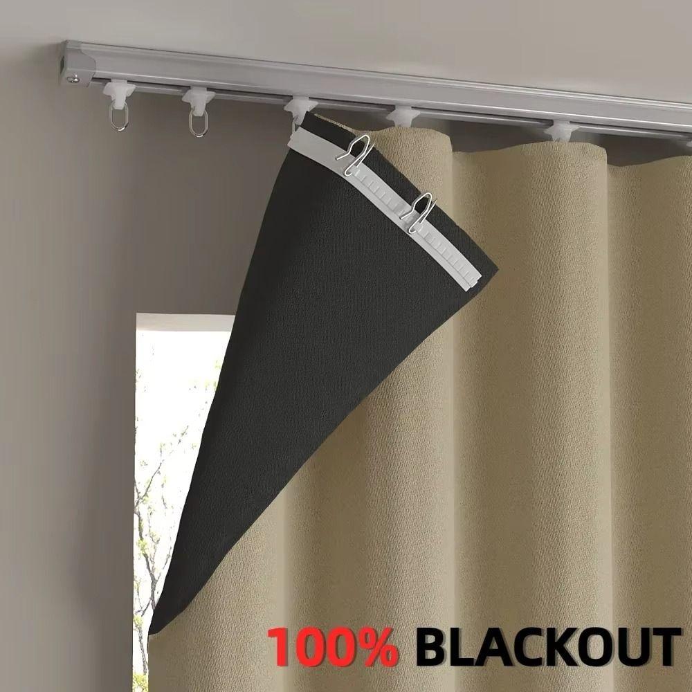 1Pcs Full Blackout Partition Blackout Curtain Polyester Fabric High Shading Protection Window Door Curtain Beige