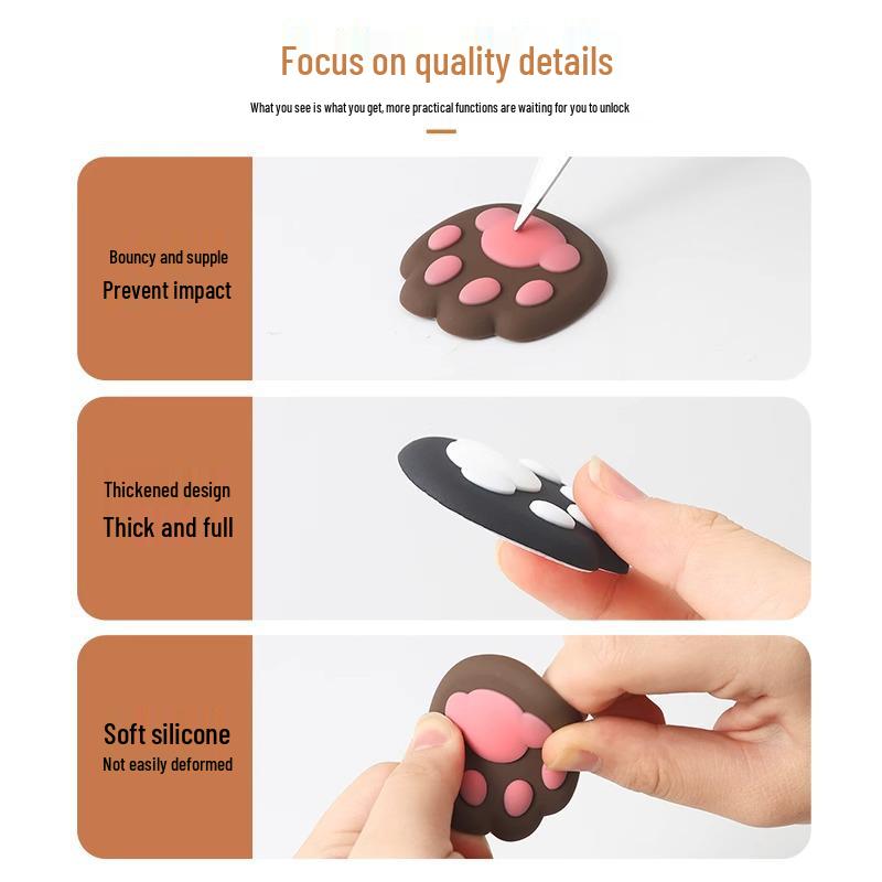 Cute Cat Paw Silicone Door Stopper and Wall Protector Sticker