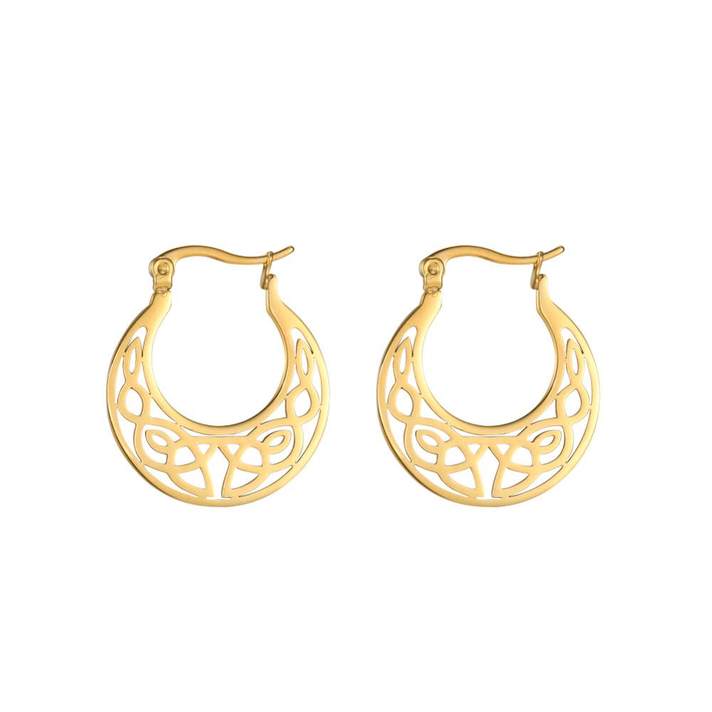 Irish Knot Vintage Earrings for Women Stainless Steel Gold Round Circle Hoop Earring Jewelry