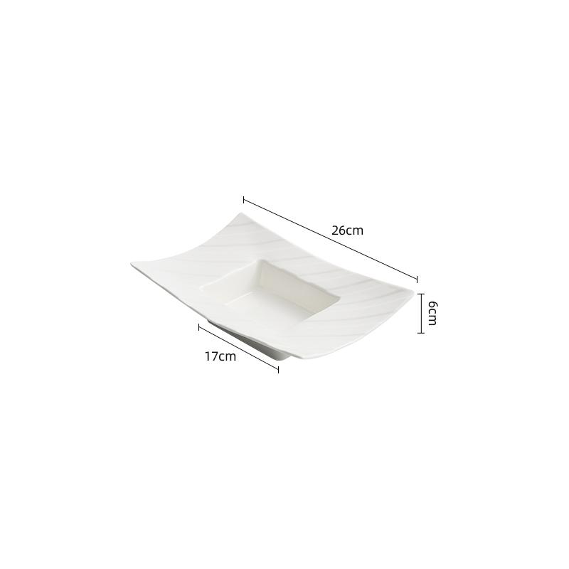 

Pure White Striped Ceramic Deep Plate Restaurant Thick Soup Plate Salad Plate Pasta Plates Molecular Cuisine Specialty Tableware