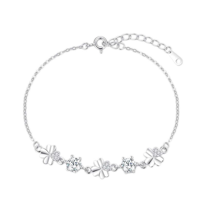 Barbie crystal bracelet Four-leaf flowing sweet clover, sparkling, smart and high-end transfer bracelet, student versatile good luck gift TX2508017 белый