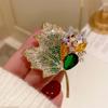 Vintage Green Crystal Maple Leaves Brooches for Women Luxury Rhinestone Flower Wedding Banquet Party Dress Brooch Pins Jewelry