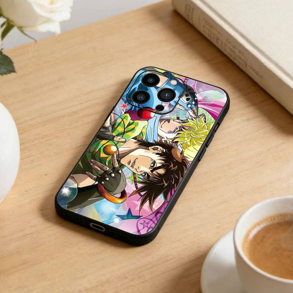 K-Anime Jojos Bizarres Adventures Phone Case For iPhone17,16,15,14,13,12 Plus,Max Soft Silicone Black Cover