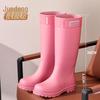 Damesmode Hoge Waterdichte Antislip Rubberen Regenschoenen met Zachte Zool