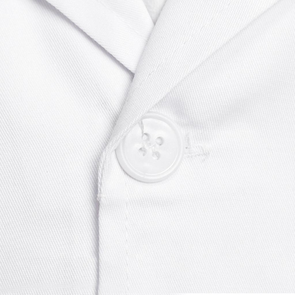 Children Unisex White Lab Coat Long Sleeve Pockets Uniform Work Wear Doctor Nurse Clothing Boy Girl White Pure Color