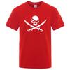 Pirateskull Print Funny Tshirts Man Wo100% Cotton T-Shirt Hip Hop Loose Tee Clothes Casual Fashion Casual Tops Streetwear
