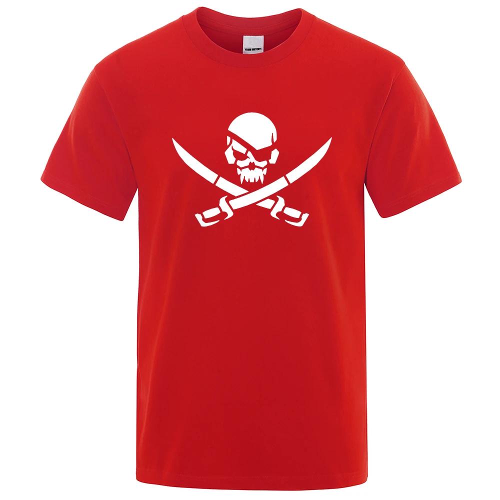 Pirateskull Print Funny Tshirts Man Wo100% Cotton T-Shirt Hip Hop Loose Tee Clothes Casual Fashion Casual Tops Streetwear