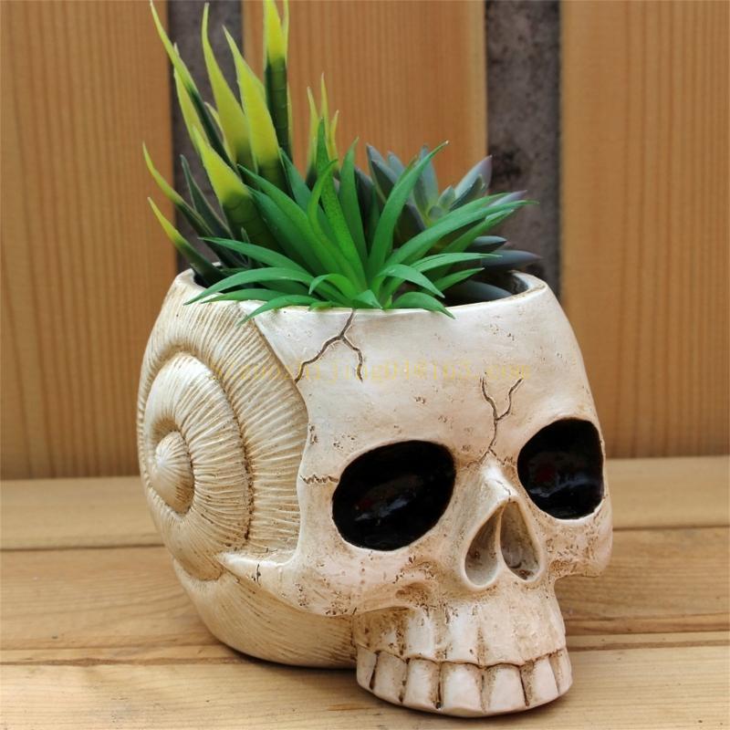 Halloween Skull Planter Resin Skeleton Model Flower Pots Container Indoor and Outdoor Container Home Garden Office Top Sale