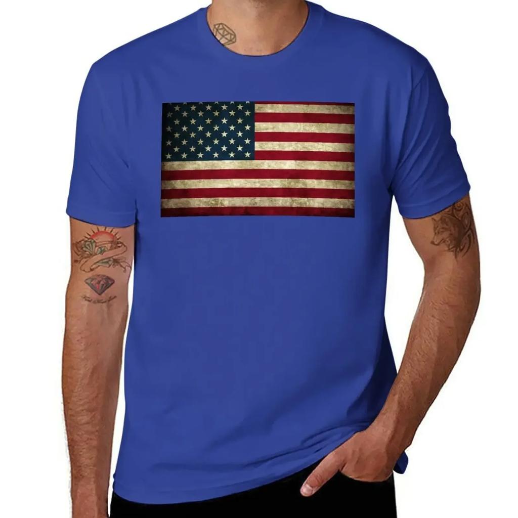 American Flag Tshirt For A Boy Vintage Clothes Summer Top Unisex Workout Shirt