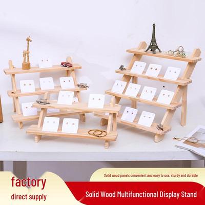 Multilayer Wooden Jewelry Display Stand for Earrings, Rings, and Bracelets