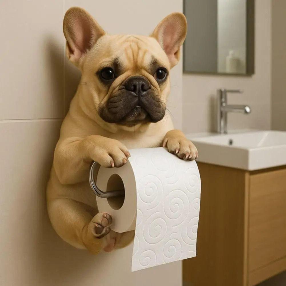 Funny Wall Mount Cat Paper Towel Holder 3D Printed Dog Shape Tissue Paper Stand Animal Roll Storage Rack for Kitchen Bathroom