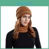 Conjunto de Gorro de Inverno Tricotado e Cachecol com Forro de Fleece para Homens Mulheres Uso ao Ar Livre