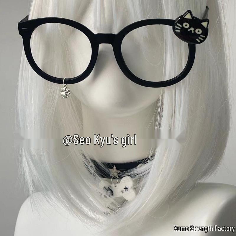 Süßer Rosa Aquarell Katzenpfoten Brillenrahmen - Moe Stil, Semi-Titanium Clip-On, Betont Gesichtszüge für Fotos