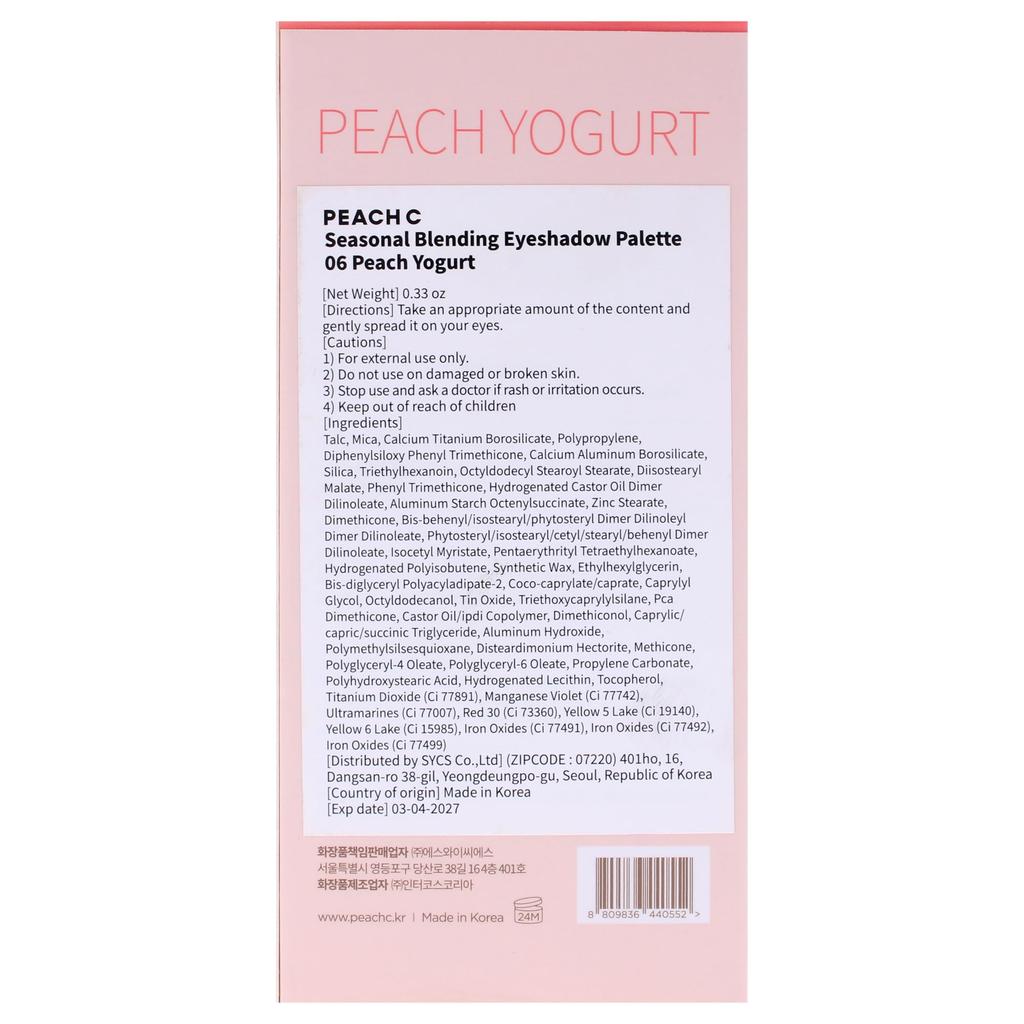 PEACH C Seasonal Blending Eyeshadow Palette 06 Peach Yogurt