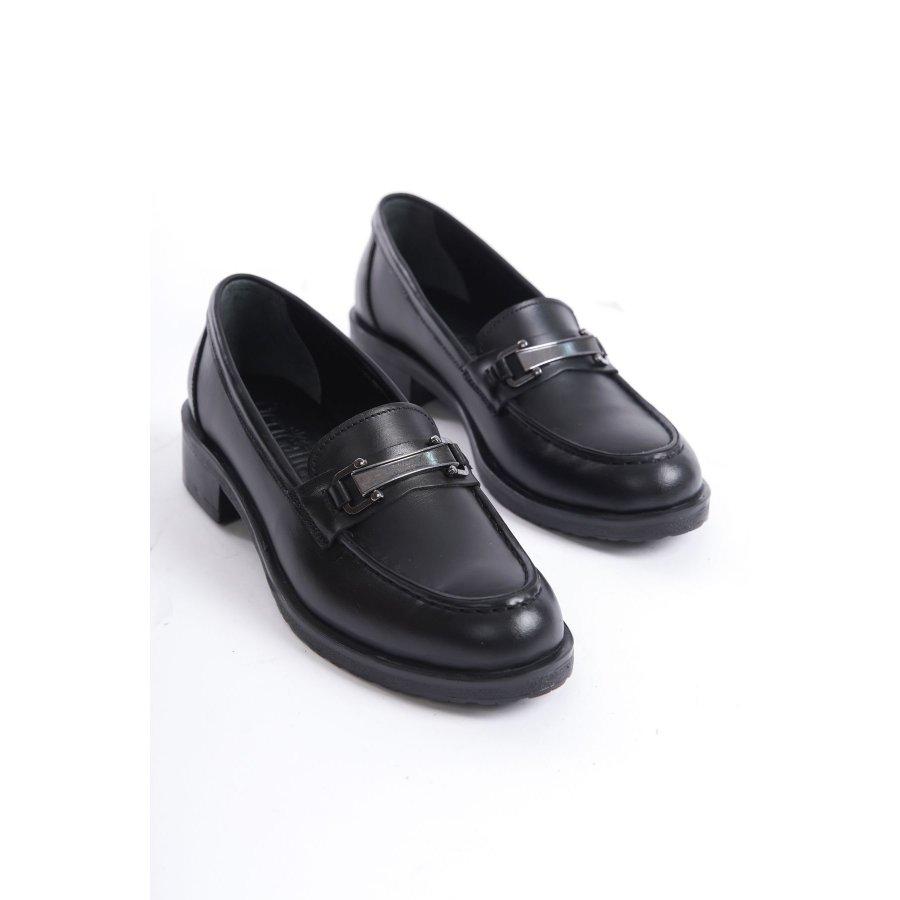Loafer mit niedrigem Absatz aus echtem Leder für Damen