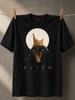 Minimal Alien Cat With Orange Cat And Xenomorph Pale Moon Circle Spaced Lettering And Clean Dark Unisex All TShirt