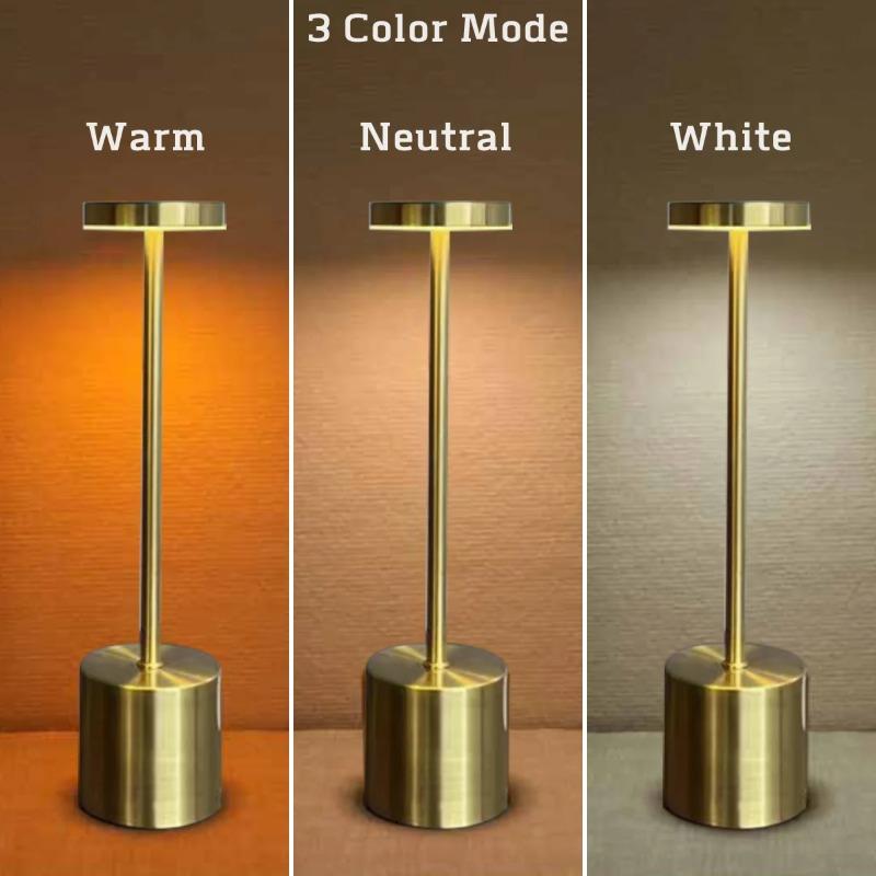 2PCS Cordless Table Lamp Rechargeable LED Desktop Night Light 3 Color Stepless Dimming Reading Lamp for Bedroom Restaurant Patio