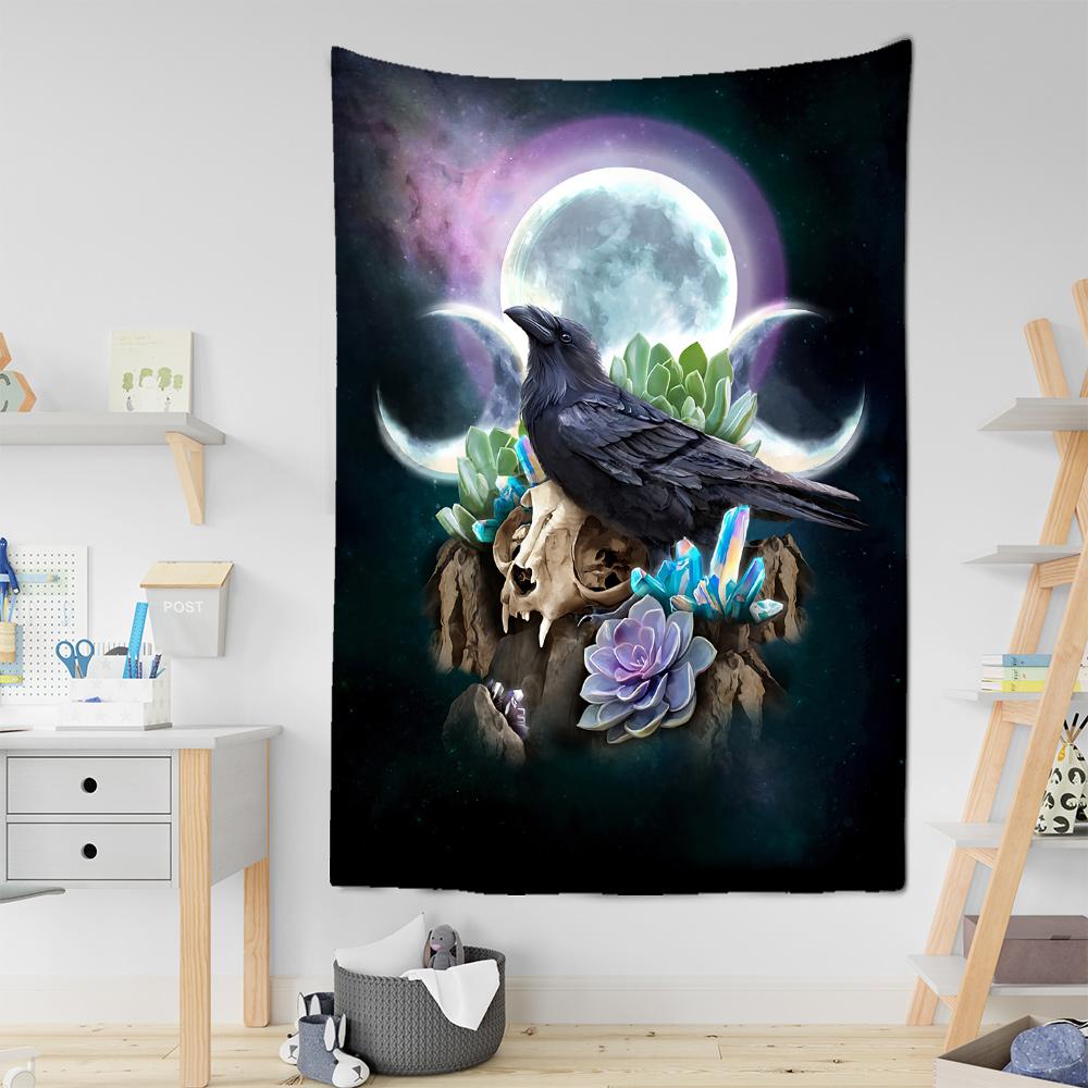 Viking Mystic Symbols Tapestry Home Decor  Psychedelic Scene Wall Hanging Boho  Raven Sofa Blanket