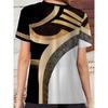 [Directional] Elegant Directional Women's V-neck Short-sleeved Printed T-shirt Women's Elegant Trendy Printed Geometric Top