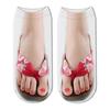 Gemusterte 3D-gedruckte Socken Knöchelhoch Lustige kurze Socken Lässige Flip-Flop-Socken Damen