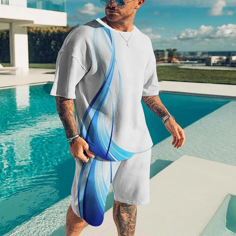 

Summer Fashion Men’s 2Piece Sets 3D Printed Oversized Clothes T-Shirts Men Suit O-Neck Sportswear Tracksuit