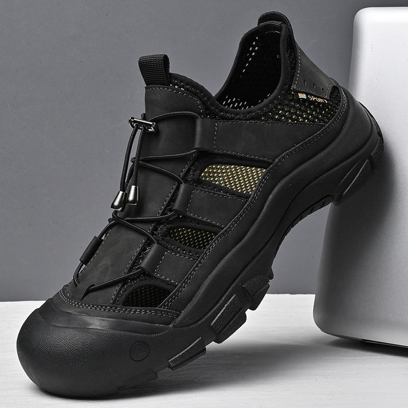 Fashion 2025 New Summer Casual Shoes for Men Handmade Men's Leather Sandals Lightweight Stylish Beach Flats Outdoor Wading Aqua Shoes