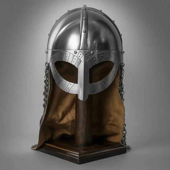 

Viking Norman Helmet with Stand Handmade Medieval Armor Replica for LARP, Cosplay, Renaissance Fair Collectors Norse Warrior Helm
