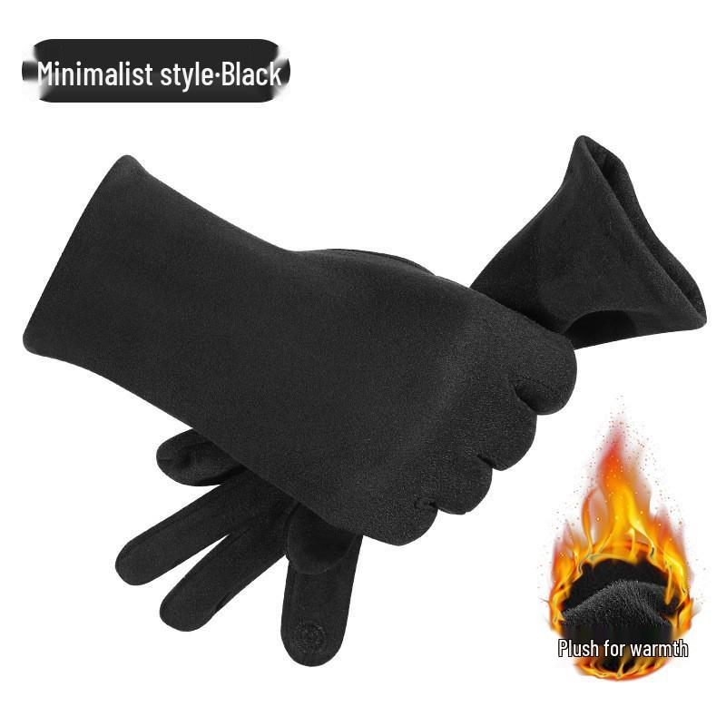 

Мужские зимние велосипедные перчатки - замшевый флис, противоскользящие, сенсорные, толстая подкладка One size