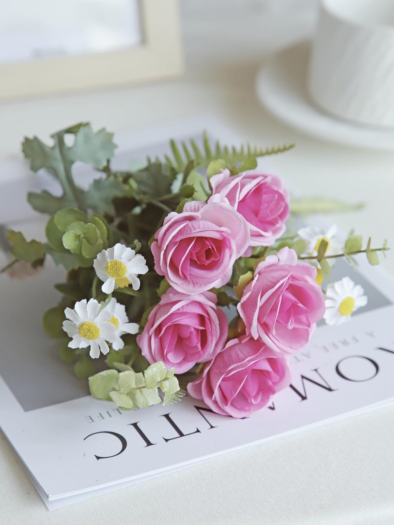 

1/3 шт. Шелковые розы Искусственные цветы DIY Свадьба Дом Рождество Вечеринка Украшение Венок Свадебный букет Настольная ваза Фото реквизит 1PC розовый