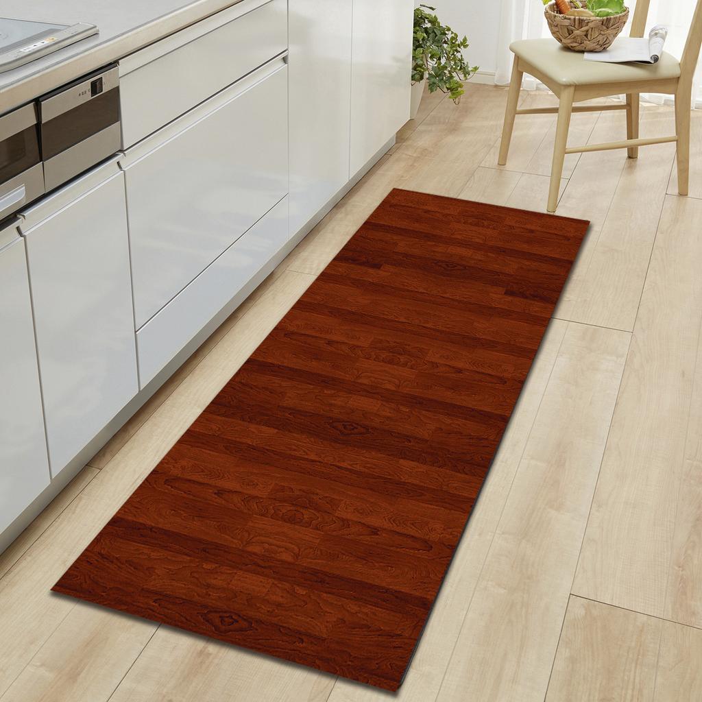Wood Grain Household Door Mat Kitchen Absorbent Strip Bathroom Non-Slip Floor Mat Living Room Bedroom Carpet