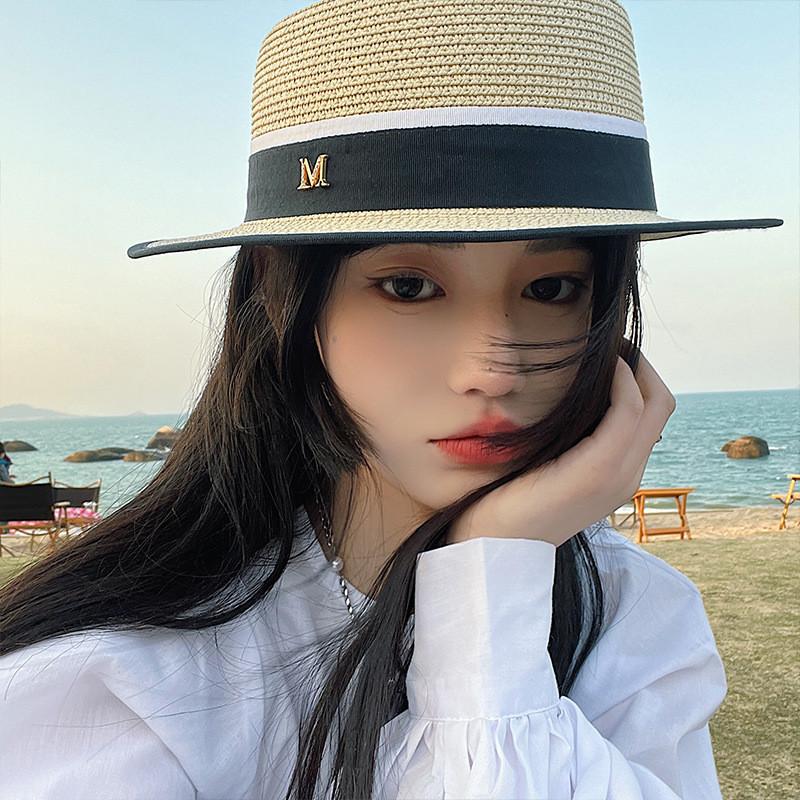 Beautifully Designed Womens Straw Hat For Summer With Sun Protection In White Beige And