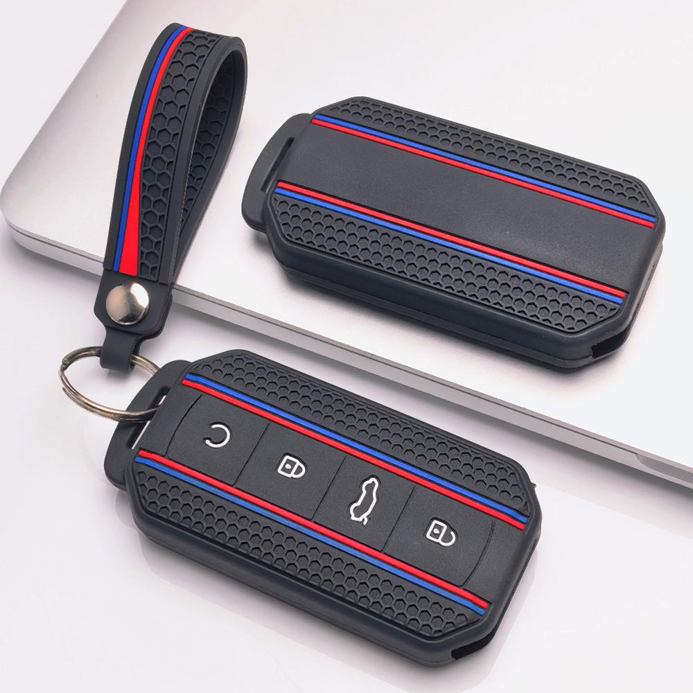 Key Case Cover for Chery Omoda C7 Jaecoo J7 J5 with Keychain Non Slip Key Shell for 4 Button Chery Smart Car Remote Key Case Anti-Scratch Surface