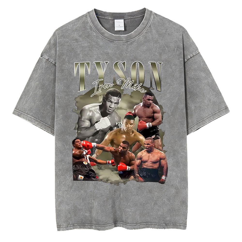 Gewaschenes Vintage Mike Tyson Prime Merch T-Shirt Herrenkleidung Hip Hop Gothic Rock T-Shirt Herren Fitnessstudio Übergroße T-Shirts Oberteile