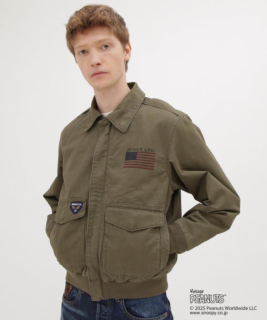 AVIREX Jacket COTTON A-2 FLYING ACE A-2 Flying Ace Peanuts Men's XL 310 Olive 783-5252043