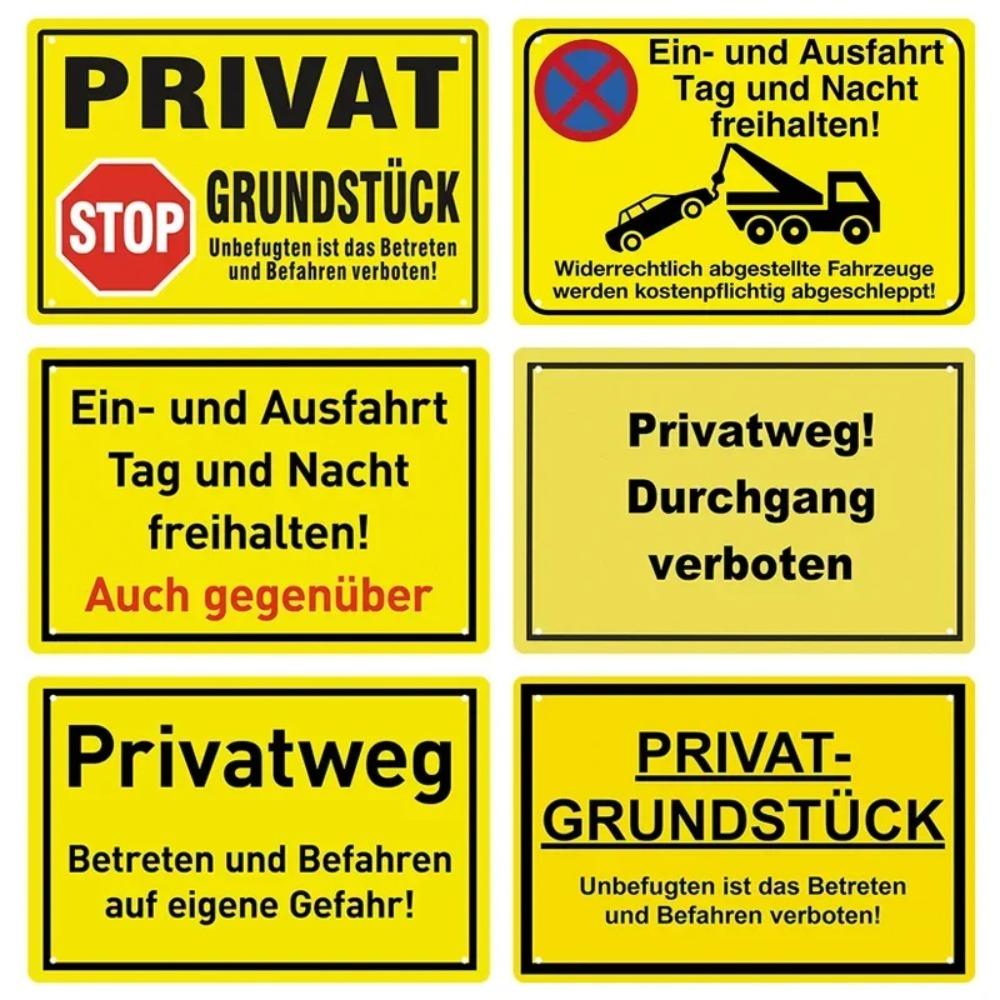 Mfoever Tin Sign Vintage Assorted Traffic Warning No Parking Tin Sign Set Retro European Bicycle Dog Fire Prohibition Metal Wall Art Rustic Saf