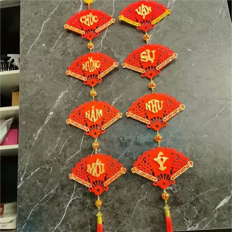 1 pair Hollow New Year Decorations Tassels Couplets Ornaments Hanging Ornament Hanging Vietnamese Red Couplets