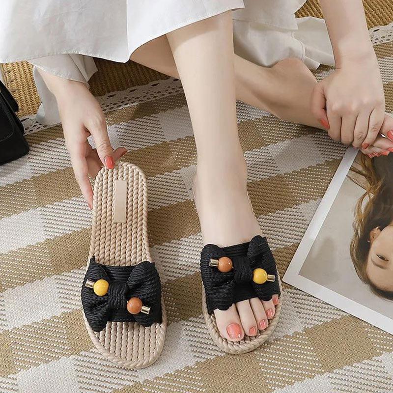 Zapatillas de salida de verano de las mujeres usar bowknot flip-flops  tendón suave sin resbalón hogar embarazada zapatilla de playa comprar a  buen precio — entrega gratuita, reseñas reales con fotos —