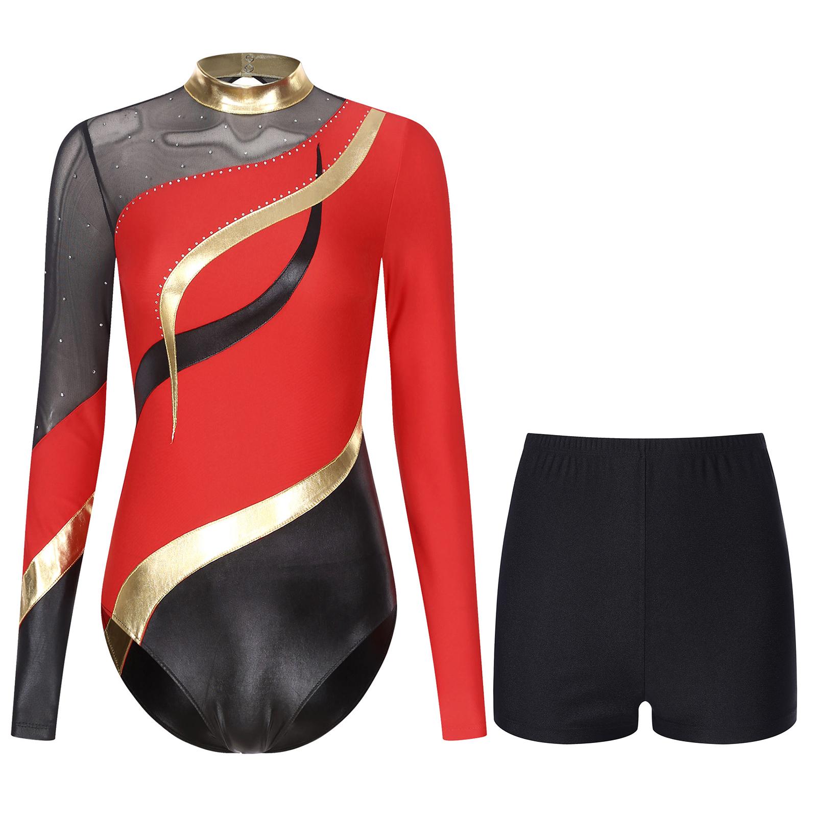 

Жінки, гімнастика, фігурне катання, танцювальний костюм, танцювальний набір, спортивний спортивний костюм, танцювальний костюм для черлідінгу XXL червоний
