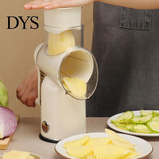 Stainless Steel Vegetable Slicer Manual Shredder, with Stable Suction Cup Base Design, 5 Removable Chopper Replaceable Blades Kitchen Chopper,
