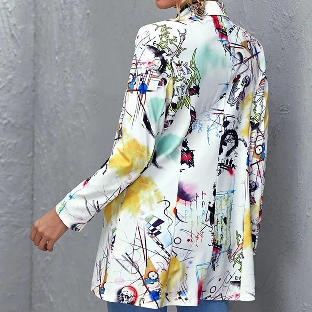 Women's Fashion  And Winter Newspaper Does Not Locate Printed Small Suit Jacket