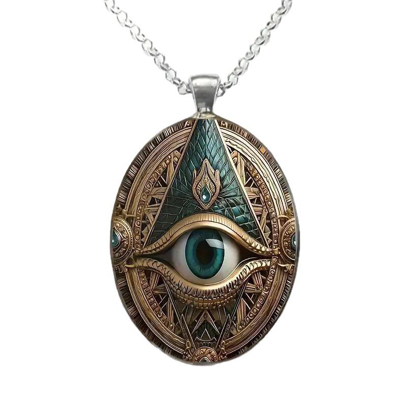 

Exquisite Patterned Glass Pendant Necklace, Versatile Necklace One Size серебряный